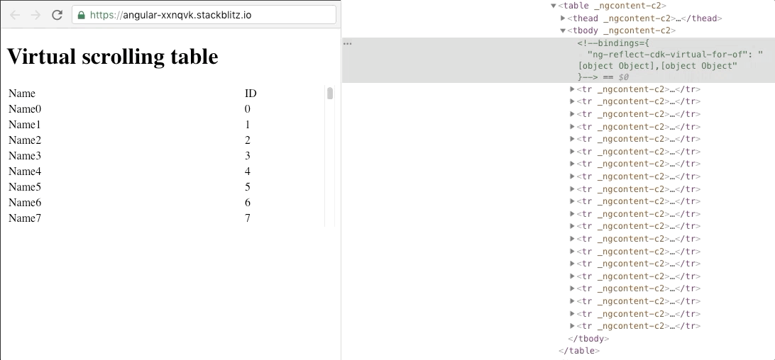 improve performance with virtual scrolling