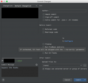 disable commit hooks in IntelliJ